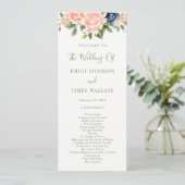 Trouwceremonieprogramma Navy Blush #NBC Programma (Staand voorkant)