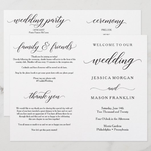 Trouwceremonieprogramma's Vouwprogramma's (Voorkant / Achterkant)