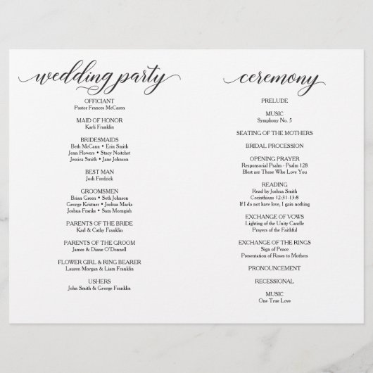 Trouwceremonieprogramma's Vouwprogramma's (Achterkant)