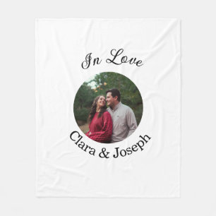 Trouwcirkel foto naam romantisch liefdespaar fleece deken