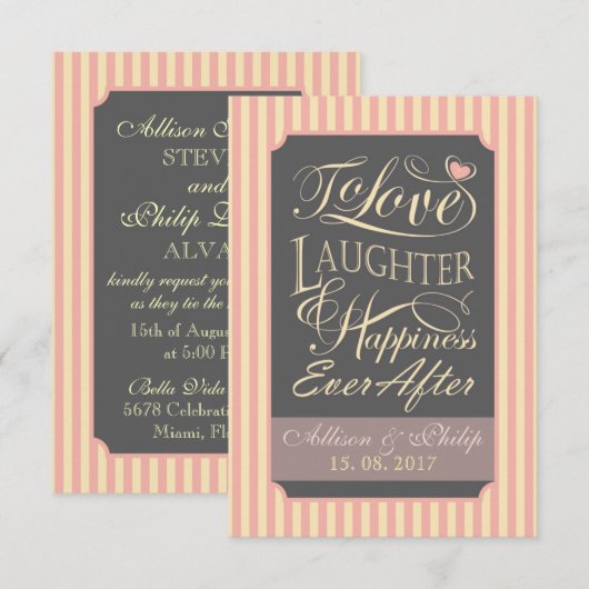 Trouwcitaat ontwerp, met aangepaste letters. kaart (Voorkant / Achterkant)