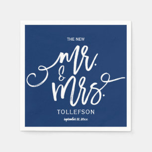Trouwcocktailservettten Typografie (marineblauw) Servet