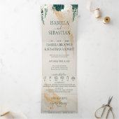 Trouwcrème Alles in één Emerald Green Roos Bloemen Drieluik Uitnodiging (Binnen)