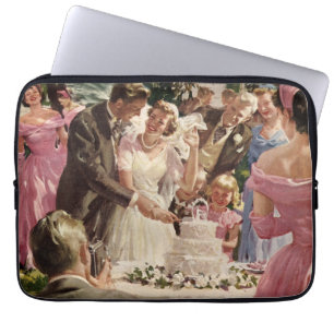 Trouwdag Bruid Bruidegom Jonggehuwden Snijden de T Laptop Sleeve