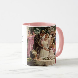 Trouwdag Bruid Bruidegom Jonggehuwden Snijden de T Mok