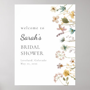 Trouwdag Bruiloft Welkom Bord met Bloemen Poster