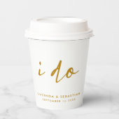 Trouwdag Elegant Minimaal Eenvoudig Goud en Wit Papieren Bekers (Voorkant)