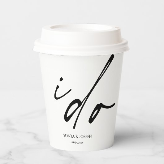 Trouwdag Elegant script dat ik doe Papieren Bekers (Voorkant)