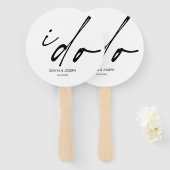 Trouwdag Elegant Script "Ik doe" Hand Fan Handwaaier (Voorkant en achterkant)