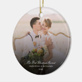 Trouwdag Fotoscript Koppels Vakantie aandenken Keramisch Ornament (Links)