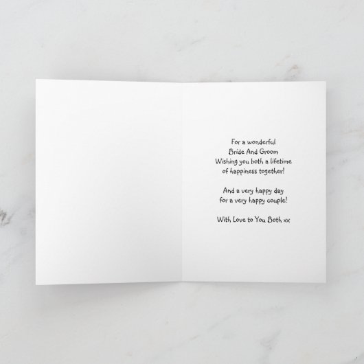 Trouwdag gefeliciteerd met bruid en bruidegom kaart (Binnen)