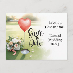 Trouwdag Golf Save the Date Elegante Golfbaan Briefkaart