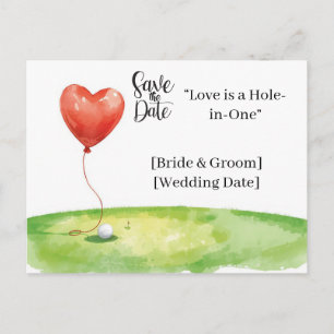 Trouwdag Golf Save the Date Elegante Golfbaan Briefkaart