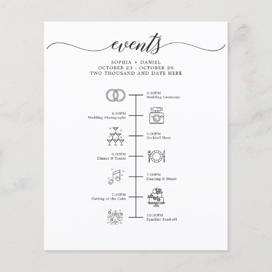 Trouwdag Icoon Tijdlijn Itinerarium Welkomstbrief (Voorkant)