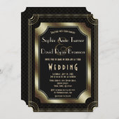 Trouwdag in de stijl van Great Gatsby Goud Art Dec Kaart (Voorkant / Achterkant)