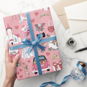 Trouwdag in roze cadeaupapier