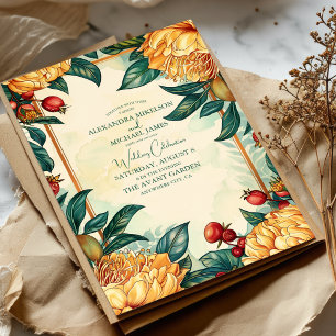 Trouwdag in Vintage Florale Art Nouveau-stijl  Kaart