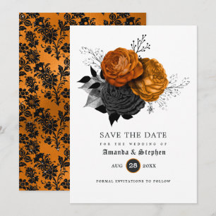 Trouwdag in vintage gotische stijl save the date