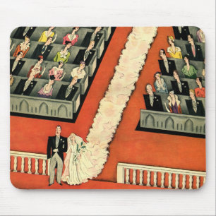 Trouwdag in vintage stijl, Art Deco bruid en bruid Muismat