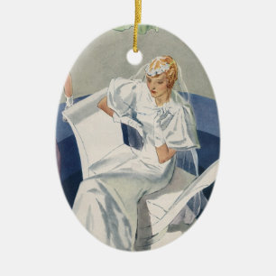 Trouwdag in vintage stijl, Art Deco bruid uit het  Keramisch Ornament