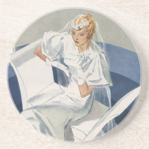 Trouwdag in vintage stijl, Art Deco bruid uit het Zandsteen Onderzetter