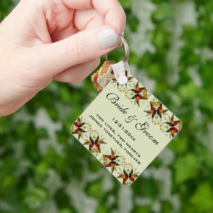 Trouwdag in vintage stijl, Kolibries en Bloemen Sleutelhanger
