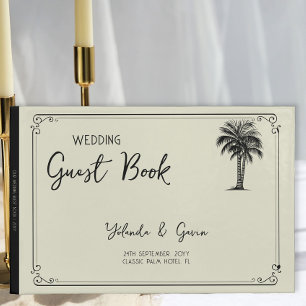 Trouwdag met vintage palmbomen gastenboek