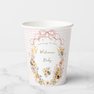 Trouwdag met waterverf voor 'Mommy to Bee' Papieren Bekers