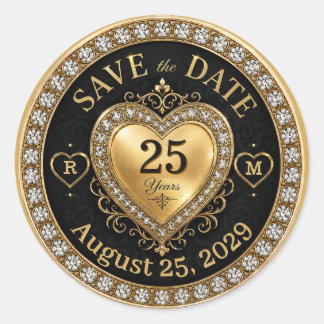 Trouwdag Monogram Gouden Stempel Ronde Sticker