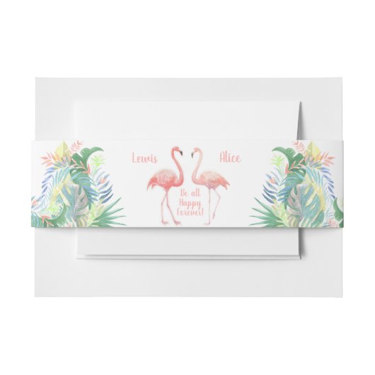 Trouwdag Monogram Sprookje Tropische Flamingo Uitnodigingen Wikkel (Voorkant Voorbeeld)