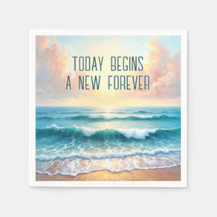 Trouwdag ochtend zeegezicht servet