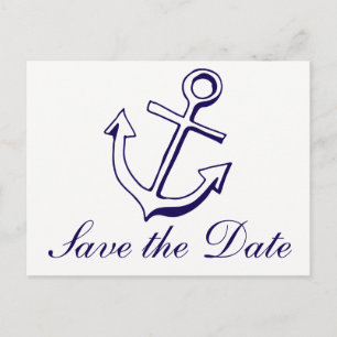 Trouwdag op Zee Marineblauwe Scheepsanker Verlovin Briefkaart