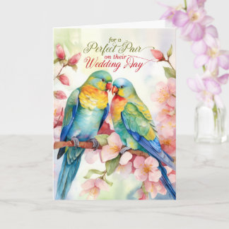 Trouwdag Paar Liefdesvogel Papegaaien Kaart