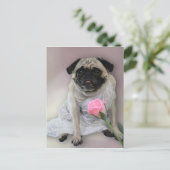 Trouwdag Pug Briefkaart (Staand voorkant)