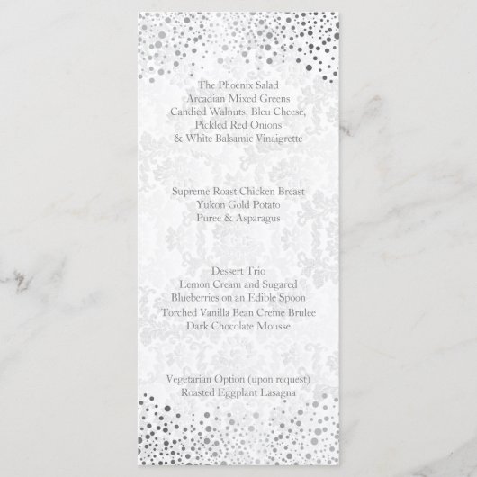 Trouwdag Trendy Silver Stippen Menu (Voorkant)