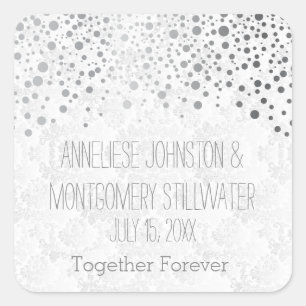 Trouwdag Trendy Silver Stippen personaliseren Vierkante Sticker