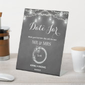 Trouwdatum Jar Black String Lights Reclamebord Met Voetstuk (Insitu)