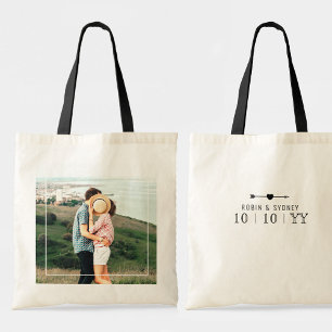 Trouwdatum met jouw foto tote bag