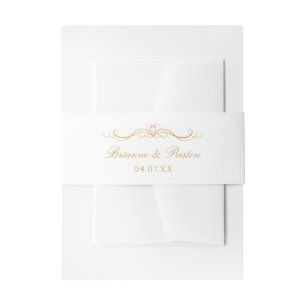 Trouwdatum Moderne Elegante Gouden Script Bruiloft Uitnodigingen Wikkel