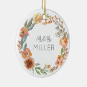 Trouwdatum Mr&Mrs Naam Herfst Bloemenkunst Keramisch Ornament (Rechts)