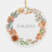 Trouwdatum Mr&Mrs Naam Herfst Bloemenkunst Keramisch Ornament (Achterkant)