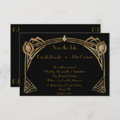 Trouwdatum opslaan, great-Gatsby, zwart & goud Kaart (Voorkant / Achterkant)