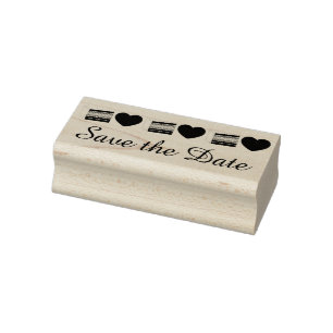 Trouwdatum Opslaan Lagen Taart Liefde Hartjes Stem Rubberstempel