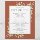 Trouwdatum schema tijdschema met terracotta groen (Voorkant)