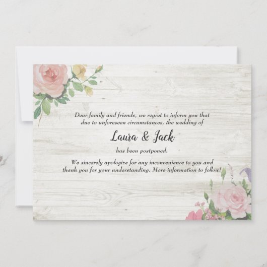 Trouwdatum Uitgesteld Plot Twist Foto Aankondiging (Achterkant)