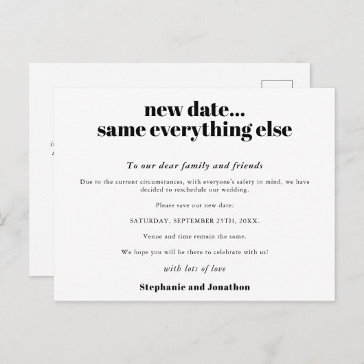 Trouwdatum veranderd, verder alles bij het oude aankondigingskaart (Voorkant / Achterkant)