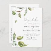 Trouwdatum Verandering van Plannen Waterverf Scrip Aankondigingskaart (Voorkant / Achterkant)