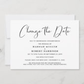 Trouwdatum Wijzig de Datum Uitstel Zwart Wit Aankondiging (Voorkant)