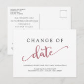 Trouwdatum Wijziging Roos Zwart Aankondigingskaart (Voorkant / Achterkant)