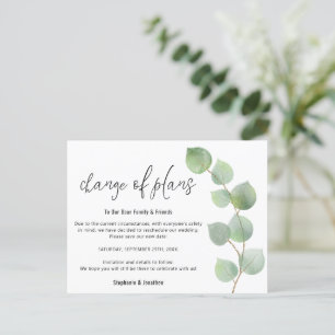 Trouwdatum Wijziging Script Eucalyptus Aankondigingskaart